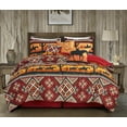 thumbnail image 2 of Chezmoi Collection Rodeo 7-Piece Southwestern Sunset Cowboys Comforter Set - Multicolor Red Orange Black White Printed Washed Microfiber Bedding, King, 2 of 18