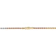 thumbnail image 4 of 14k Tri Color Gold 2.5mm Solid Diamond Cut Rope Chain w/ Lobster Clasp 20", 4 of 5