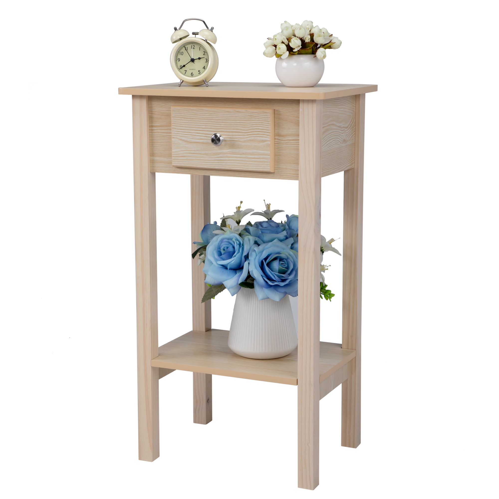 Private Jungle 2-Tier Coffee End Table Bedside Desk w/Shelf Nightstand for Living Room Bedroom,Wood color Private Jungle 2-Tier Coffee End Table Bedside Desk w/Shelf Nightstand for Living Room Bedroom,Wood color