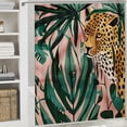 thumbnail image 6 of Chilfamy Leopard Palm Leaves Jungle Modern Waterproof Shower Curtain Set for Country Cottage & Farmhouse Bathroom Decor, 100% Polyester Fiber Washable Curtain with Hooks 36x72, 6 of 7