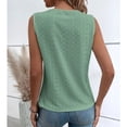 thumbnail image 4 of Lace Sleeveless Shirt Blouse Plain Color V Neckline Hollow Blouse for Women Lady Dating Summer Green M, 4 of 6
