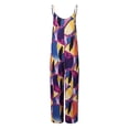 thumbnail image 3 of Gibobby Mono Bombachos Pantalones de tirantes anchos informales sueltos con estampado de tirantes sexy para mujer(Morado， XL), 3 of 5