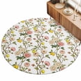 Country Blossom Flower Plant Round Area Rug 3ft,Living Room Rug Non ...