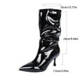 thumbnail image 5 of Dasayo Mid-Calf Womans Boots Black Slouch Wide Width Fall Dressy Faux Leather High Heel Boots Shoes Women 36, 5 of 9