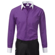 Berlioni Italy Men's Long Sleeve Two Tone Premium Dress Shirt