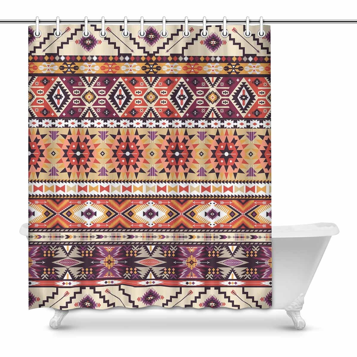 MKHERT Vintage Ethnic Tribal Aztec House Decor Shower Curtain for