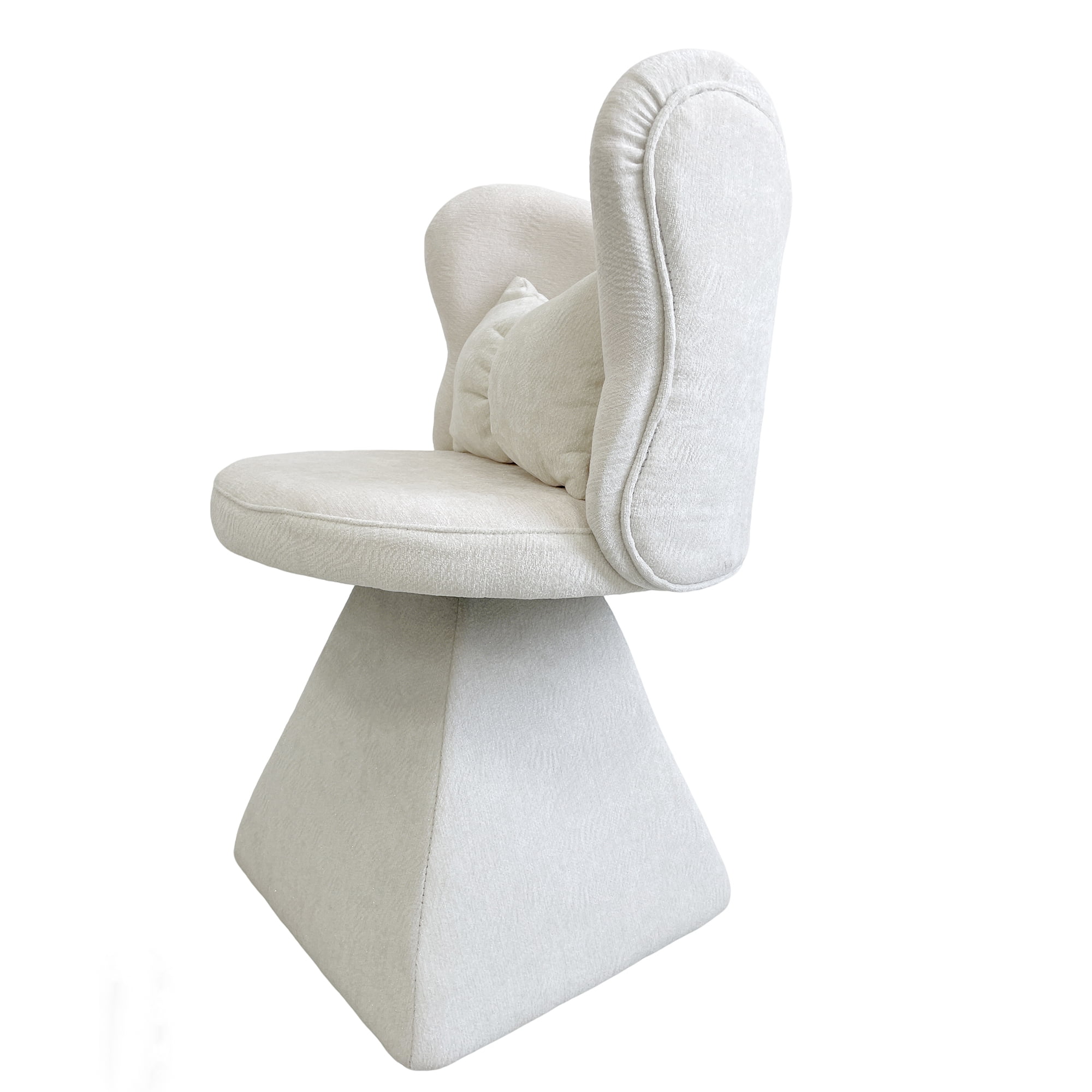 Leumius Vanity Chair,Swivel Accent Chair,Velvet Makeup Stool Dining Chairs with 360° Rotation for Bedroom/Dressing Table,White