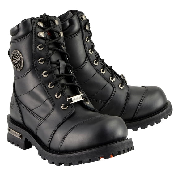 Milwaukee Leather Men's Classic Black Leather 8-inch Lace-Up Logger Motorcycle Rider Boots MBM9030 13