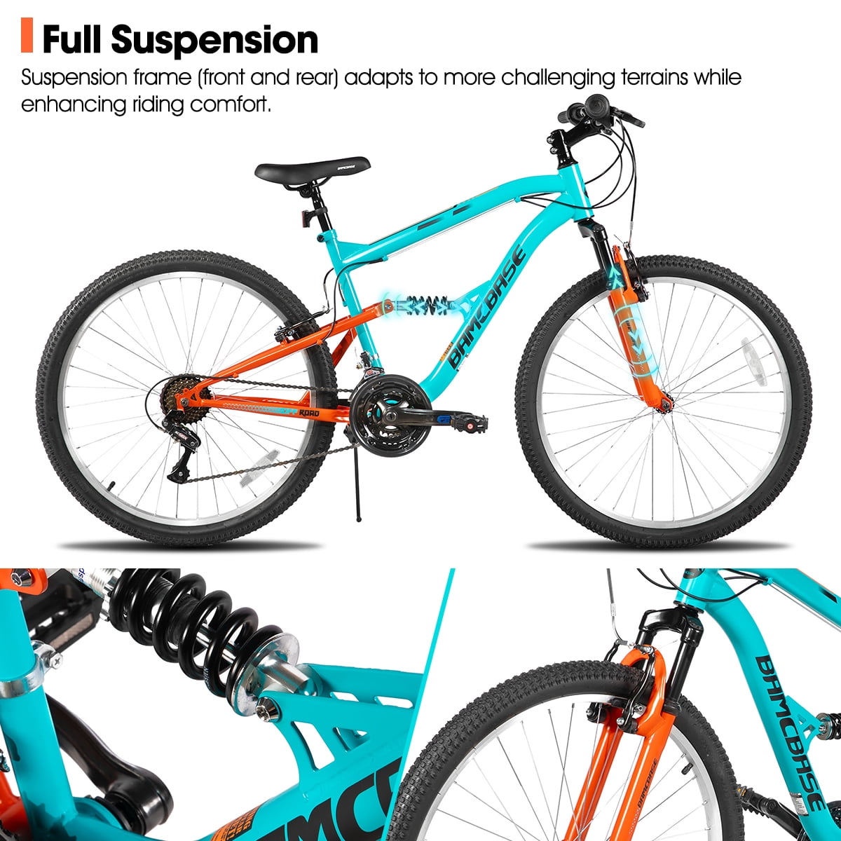 Hiland Full Suspension Mens Mountain Bike, 18-Speed, 26 Inch Wheel, V-Brakes Bike for Men Womens Adult Bicycle
