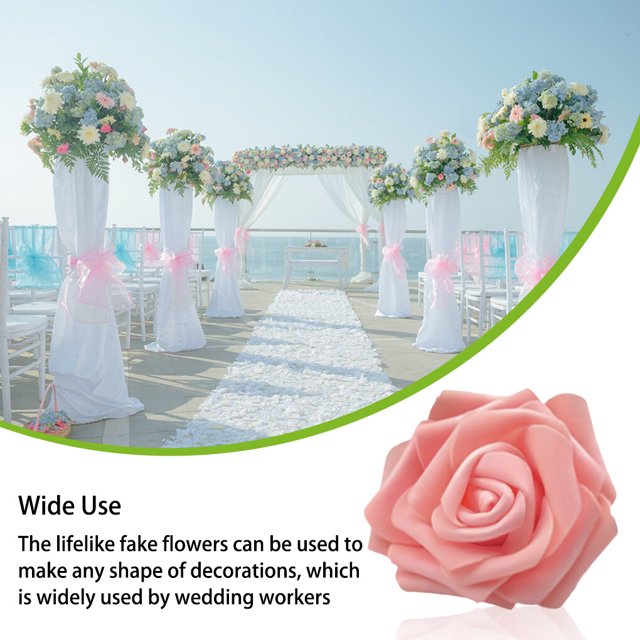 tredstone Pack of 50 Artificial Bionic Flowers PE Foam Simulation Roses Fake Flower Decorations Wedding Party Engagement Presents Orange