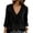 Black, variant on Shirts for Women Chic Deep V Ruffle Trim Solid Color Raglan Shoulder Roll Up Sleeve Lightweight Office Pullover,Sizes S-3XL