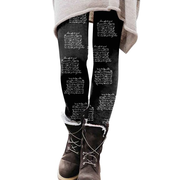 Yoga Leggings Tummy Control Casual Printed High Waist Lift Fitness Sports Yoga Pants,White,XL