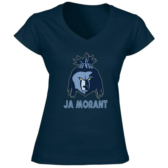 Ja Morant Grizzlies The Hair UP LADIES V-NECK Shirt T-Shirt Women Blue