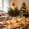 thumbnail image 5 of 2026 Christmas Home Party Decoration Artificial Cedar Sprigs With Red Berry Picks Faux Evergreens Pines Branches For Christmas Wreaths Holiday Mantel Vase Centerpiece Decor, 5 of 6