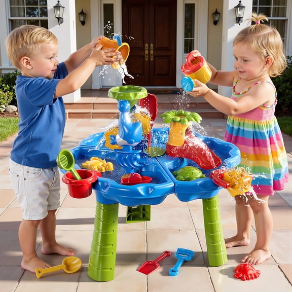 Lucky Doug Water Table for Toddlers 2-6, Outdoor Water Play Toys Beach Game for Kids Girls Boys Age 1-3 3-6