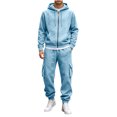 thumbnail image 2 of SELONE Mens 2 Piece Sets Joggers Big and Tall Full Zipper Hoodies Solid Cargo Pant with Pockets Fall Fashion Tracksuit, 2 of 9