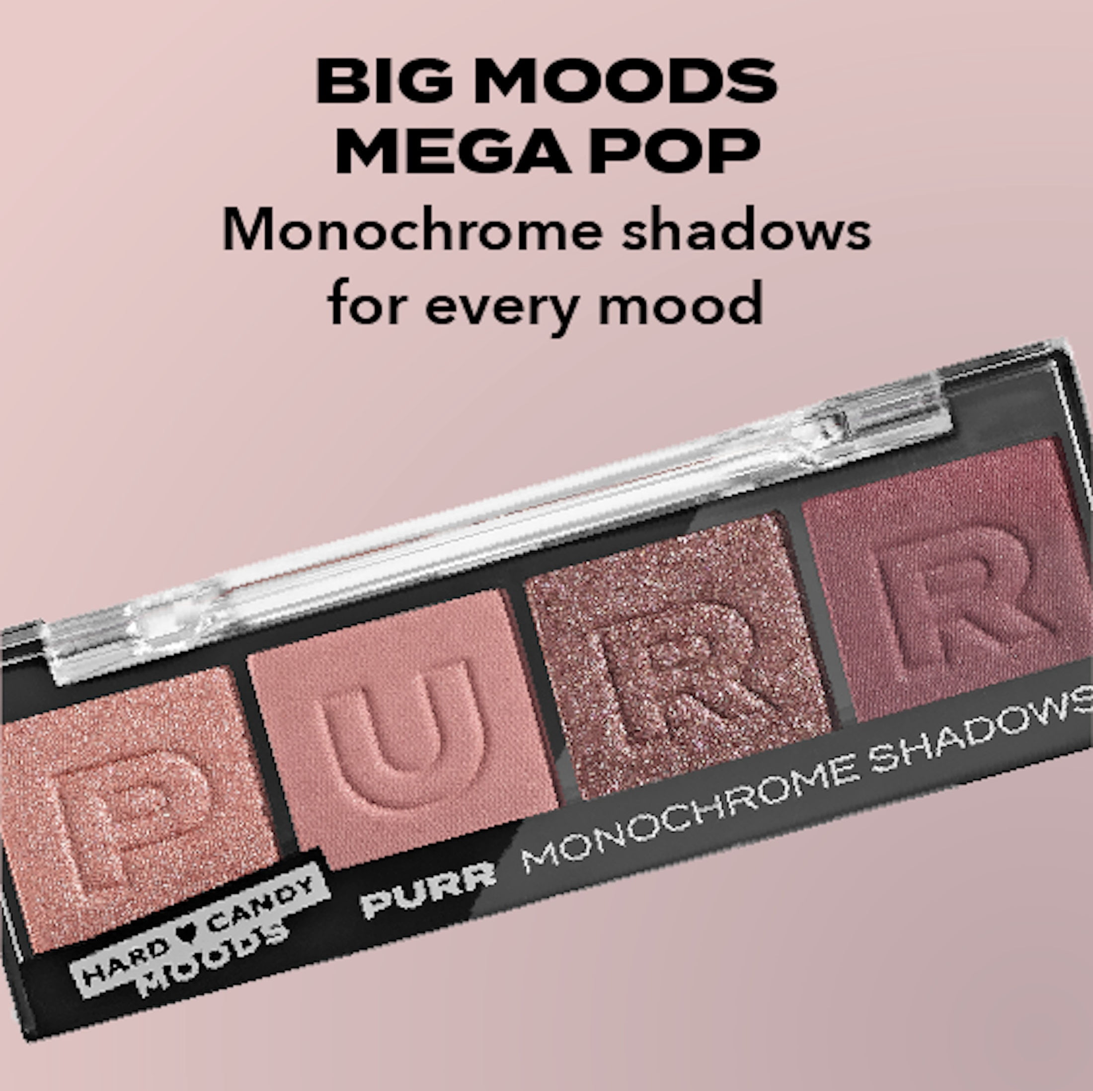 (2 pack) Hard Candy, Moods Shadow Palette, 4 Bold & Buildable Monochromatic Shades, PURR, .10oz