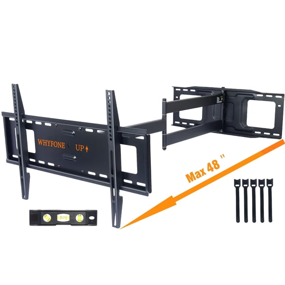 48'' Extension Long Arm TV Wall Mount, WHYFONE Large TV Heavy Duty Full Motion TV Wall Mount Swivel Tilt Level Articulating, 37-80''TV, Max VESA 600x400mm, 16''18''24'' Wood Studs/Concrete/Brick Wall