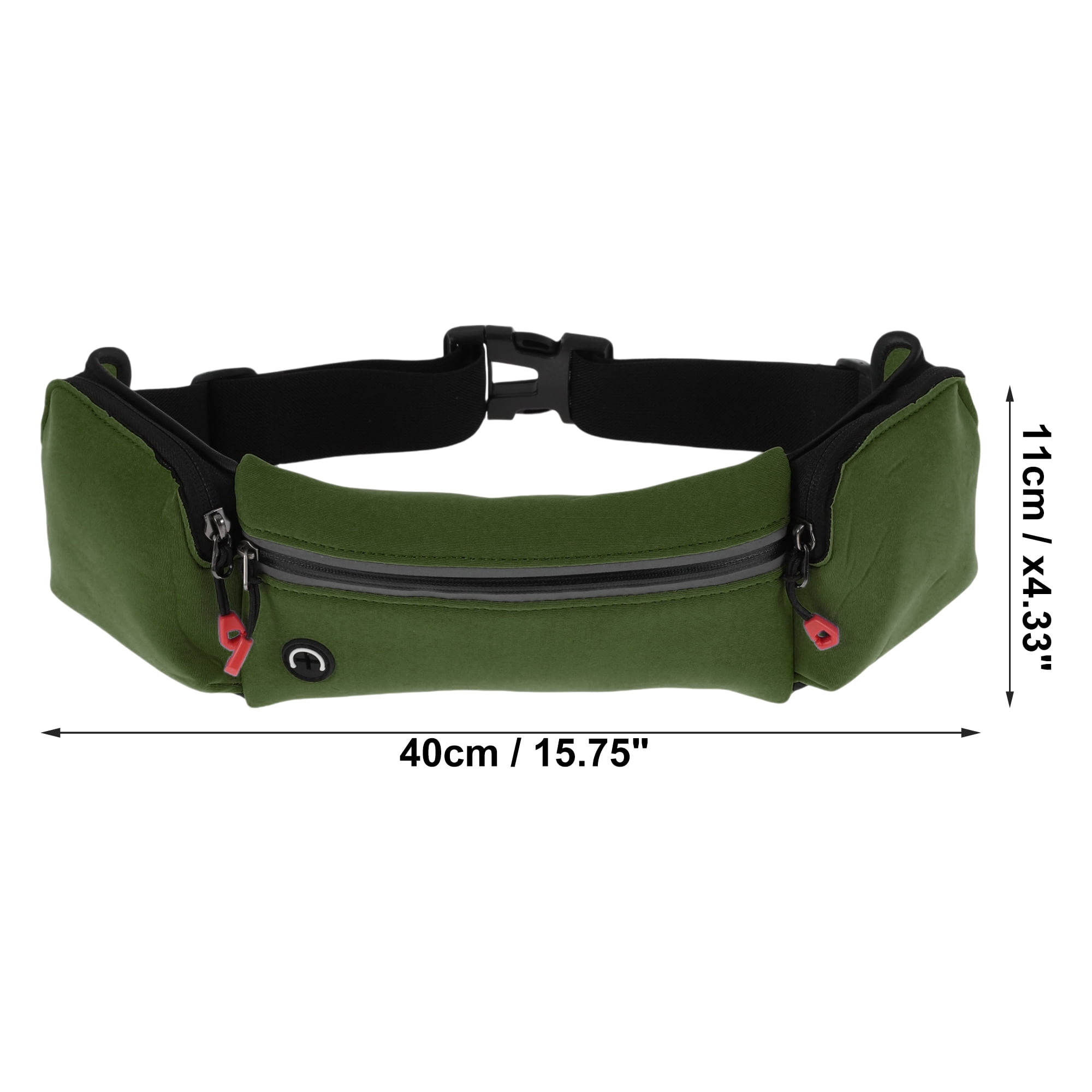 Unique Bargains Multifunctional Zipper Running Belt 1 Pc Green