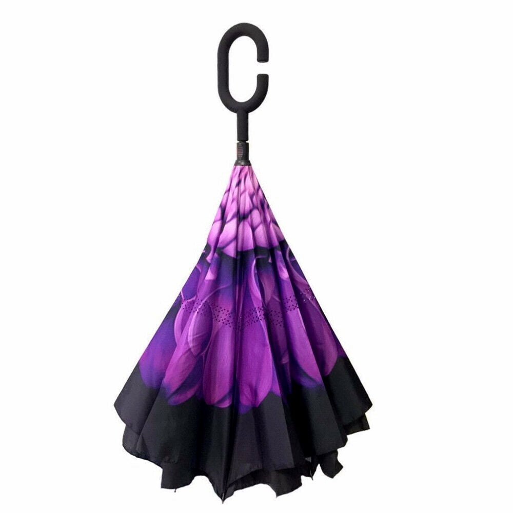 Inverted Umbrella,Windproof Reverse Umbrella, Umbrellas for Women, UV Protection, Upside Down Umbrella C-Handle P9