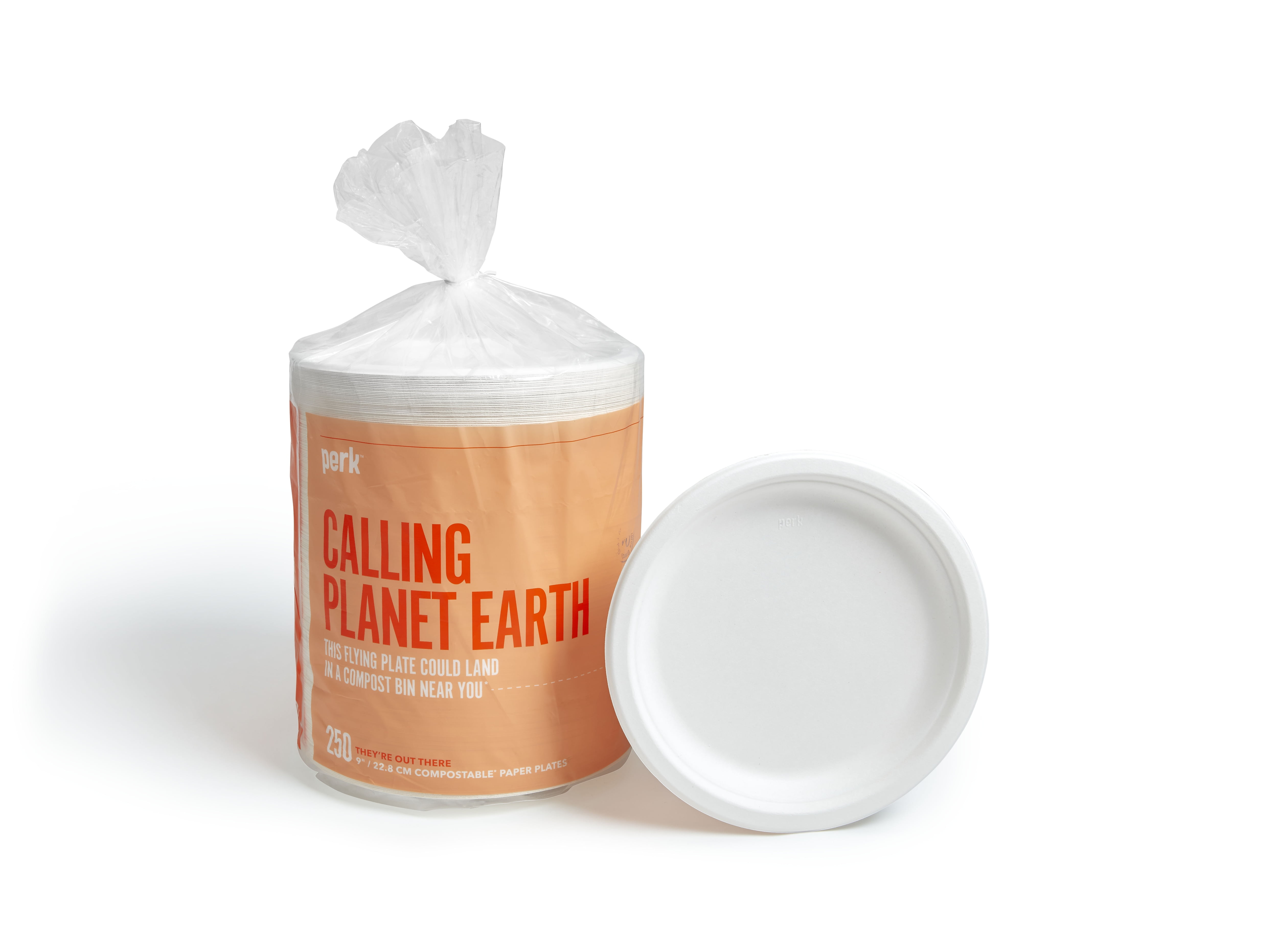 Perk Compostable Paper Plates, 9, White PK56338 Walmart