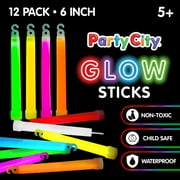 Party City 6 inch Multi Color and White Glow Sticks, Party Supplies Fiber Outdoor Light Sticks for Kids and Adults, 12 Pack