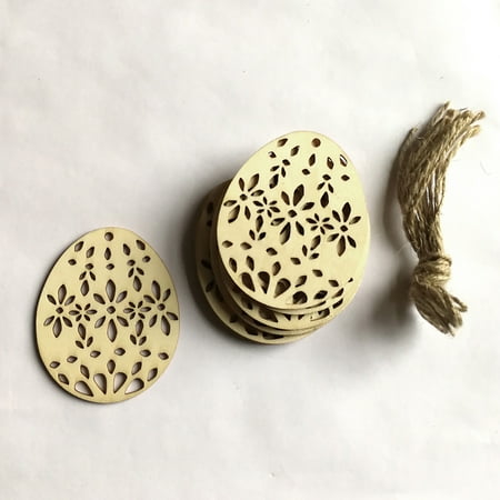

Wooden Easter DIY Wooden Blocks with Twines Rope 10 Small Pendants In A Pack