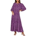 thumbnail image 5 of SCSAlgin Women's Casual Loose Bohemian Maxi Dress Retro Printed V Neck Puff Long Sleeve Swing Dresses Fall Beach Sundress, 5 of 6