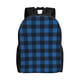 thumbnail image 1 of Disketp Blue Black Plaid Mochila Unisex de Apertura Lateral Completa, Mochila para Laptop para Escuela, Trabajo y Viajes, 1 of 8