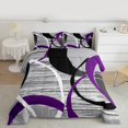 thumbnail image 2 of Manfei Geometric Circles Full Size Comforter Sets 3-Piece, Gray Purple Black Bedding Comforter Set, Contemporary Abstract Art Bedding Sets, Lightweight Room Decor, 2 of 8