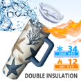 thumbnail image 5 of OBREWU Coastal Coral Starfish Tumbler with Handle and Lid,Coastal Coral Starfish 40oz Double Wall Vacuum Insulated Tumbler,Cups Gift for Women and Men, 5 of 7