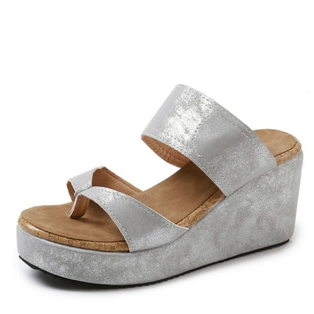 

Clearance VerPetridure Women s Sandals Summer Casual Sandals Wear Lazy People Thick-Soled Casual Sandals Wedge Flip-Flop