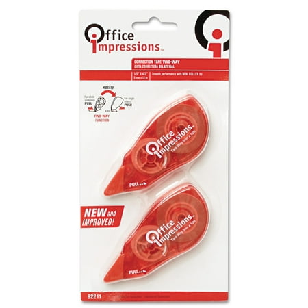 Office Impressions Correction Tape, Non-Refillable, 1/5" x 472", 2/Pack