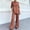 Brown, variant on Linen Two Piece Set Women 3/4 Sleeves Tops Wide Leg Trouser Pants Suits for Seniors Linen Matching Summer Casual Cotton Linen Work Suits Summer Matching Set Beige M