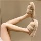 thumbnail image 2 of Zapatillas acogedoras con puntera abierta para mujer, de felpa, suaves, acogedoras, para interiores y exteriores, de piel sintética, transpirables, para las cuatro estaciones, 2 of 5