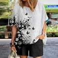 thumbnail image 2 of AYA Femmes Décontracté Simple Mode Col Rond Manches Courtes Haut Shorts Imprimé Ensemble Deux Pièces, 2 of 3