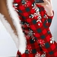 thumbnail image 5 of Kiplyki Fall Home Trends Women's Pajama Christmas Print Feather Trim Front Adult Onesie Home Wear Siamese Pajamas, 5 of 6