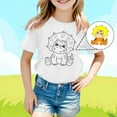 thumbnail image 2 of XUELUO Juniors Girls Tops & T-Shirts Summer Diy Cartoon Dinosaur Print Round Neck Short Sleeve Casual Pullover T Shirts Daily-Wear,White,10-11 Years, 2 of 4