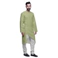 thumbnail image 2 of Atasi Indian Asymmetric Party Wear Kurta With White Churidar Pajama Set For Men, 2 of 3