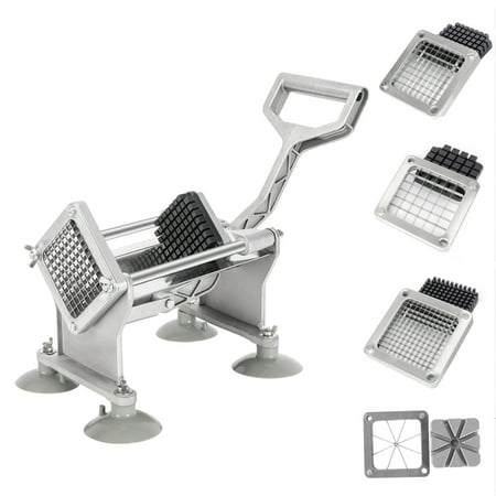 Ktaxon Commercial Vegetable Fruit Chopper w/ 4 Sizes Blades, Heavy Duty Professional Food Dicer French Fry Cutter Onion Slicer Stainless Steel for Tomato Peppers Potato Mushroom, Silver