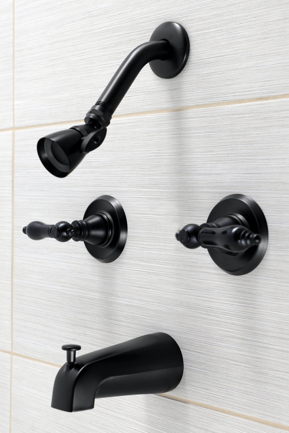 Kingston Brass KB240AKL Duchess Two-Handle Tub and Shower Faucet, Matte Black