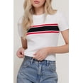 thumbnail image 2 of Women's Short Sleeve Crew Neck Multi Striped Knit Sweater Top, 2 of 4