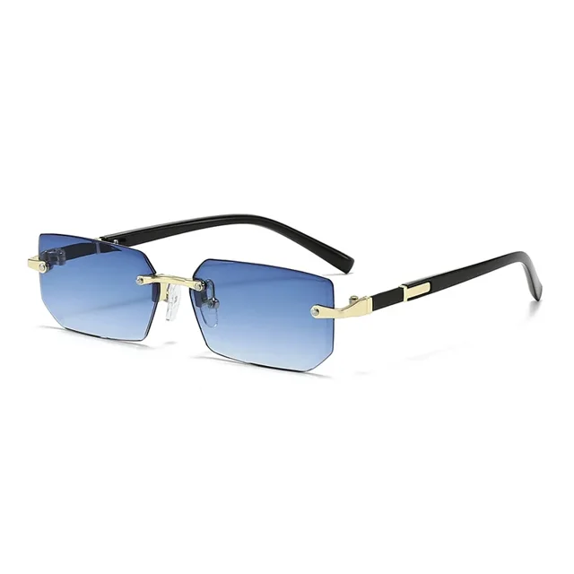 Typpkmm Rimless Sunglasses Rectangle Fashion Popular Women Men Shades Small Square Sun Glasses for Female Male Summer Traveling Oculos