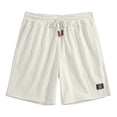 thumbnail image 2 of LWavelet Mens Waffle Shorts Summer Casual 7" Textured Knit Drawstring Elastic Waist Comfy Short with Pockets Beach Vacation,Beige L, 2 of 5