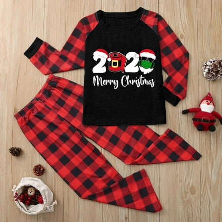 

women Christmas pajamas for family matching outfits son daughter sets soft Black Christmas Children Kids Print Blouse Tops And Pants Xmas Family Clothes Pajamas