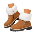 thumbnail image 3 of YLYL Women's Suede Winter Snow Boots Side Zipper Warm Fur Lined Chunky Heel Anti-Slip Outdoor Ankle Boots, 3 of 9