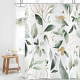 thumbnail image 2 of Green and Gold Leaf Shower Curtain, Sage Eucalyptus Leaves with Gold Branches Botanical Plants Fabric Bathroom Curtain Home Decor Waterproof Washable 12 Hooks, 84" Lx72 W, 2 of 6