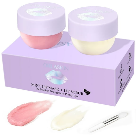 Lip Mask & Lip Scrubber Exfoliator Lip Sleeping Mask Overnight for Dark Lips to Lighten Moisturizer Lip Butter Balm for Dry Chapped Cracked Peel Lips Skin Care