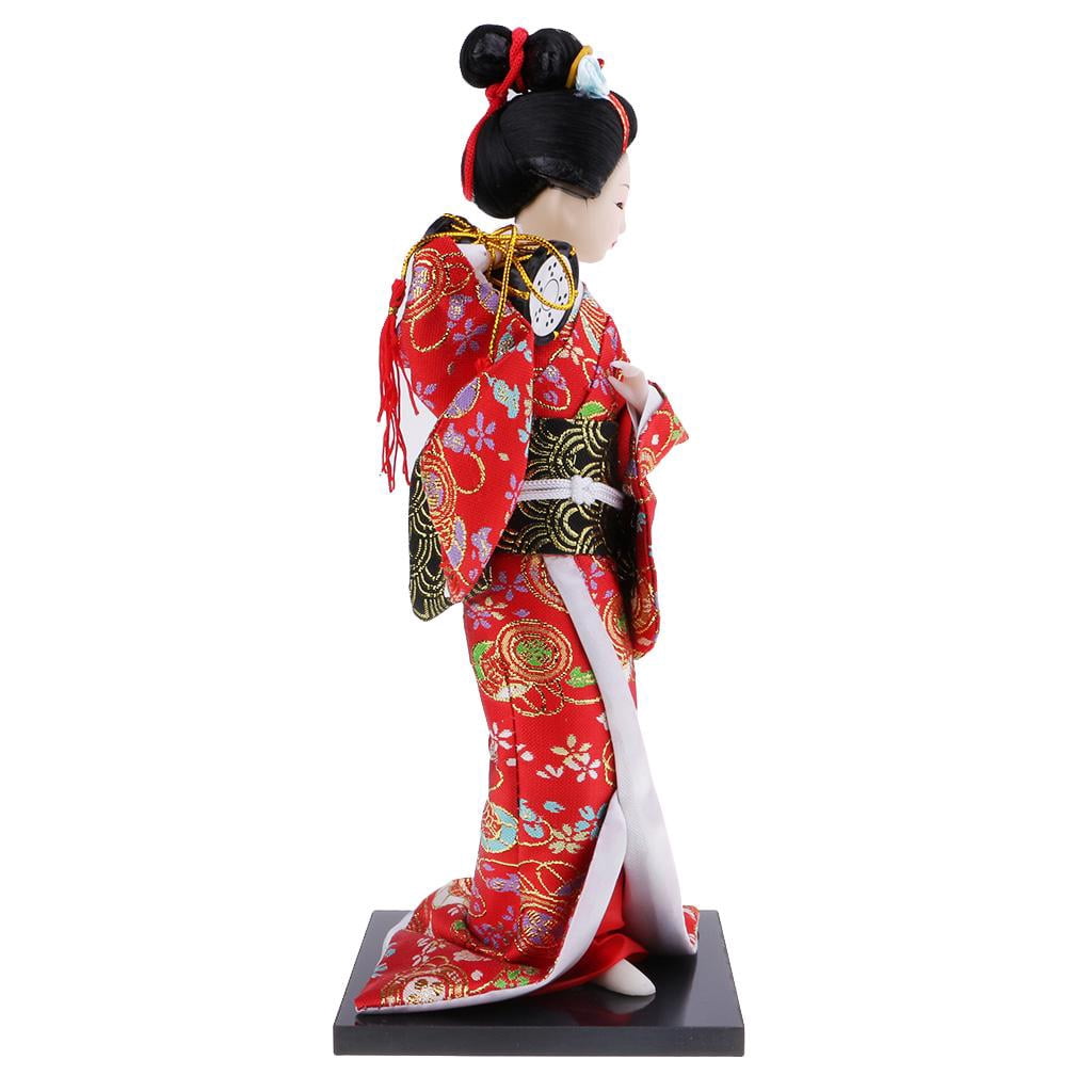 Statuette De Geisha Japonaise En Tissu - Poupée Décorative 12 Pouces Avec Kimono - Décoration Maison, Bureau, Magasin - Cadeau Ethnique - 3