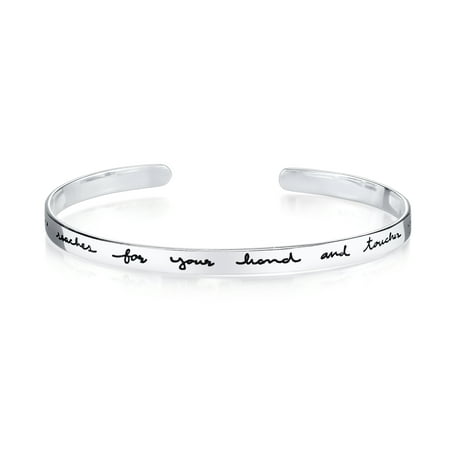 Sterling Silver A True Friend Reaches For Your Hand and Touches Your Heart Cuff Bracelet, 7